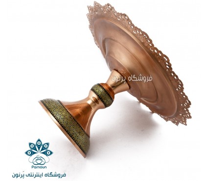 ظرف پذیرایی شیرینی مس و خاتم 30 سانتی