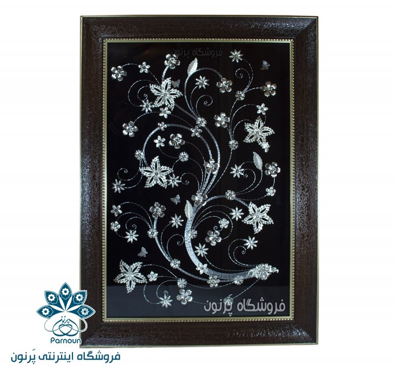 قاب گل نقره 50 در 70 سانت با فریم نگین دار