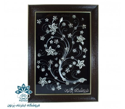 قاب گل نقره 50 در 70 سانت با فریم نگین دار