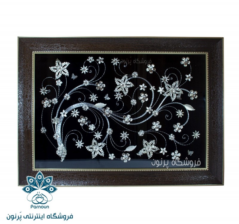 قاب گل نقره 50 در 70 سانت با فریم نگین دار