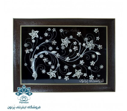 قاب گل نقره 50 در 70 سانت با فریم نگین دار