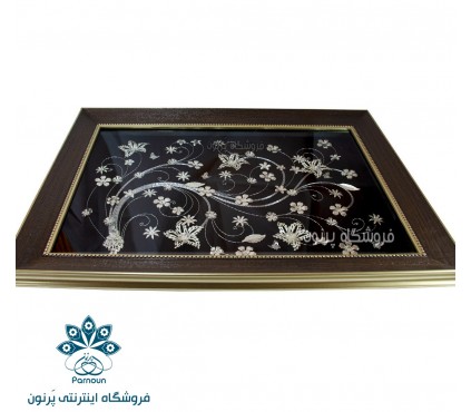 قاب گل نقره 50 در 70 سانت با فریم نگین دار