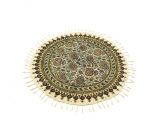 رومیزی گرد قلمکاری ممتاز اصفهان طرح گل و بوته