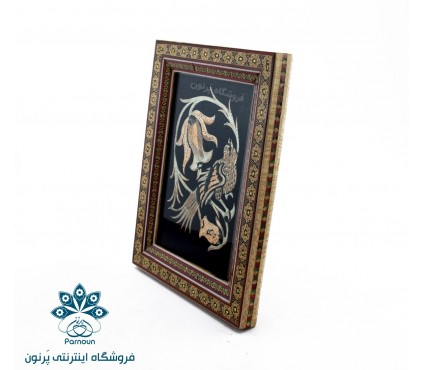 قاب رومیزی خاتم کاری با پلاک قلمزنی