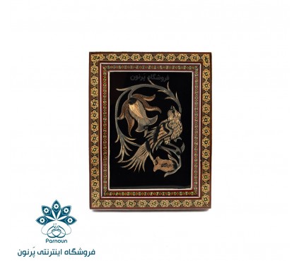 قاب رومیزی خاتم کاری با پلاک قلمزنی