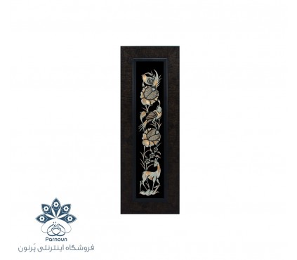 تابلو قلم‌زنی برجسته اصفهان با طرح گل و مرغ در ابعاد 19 در 54