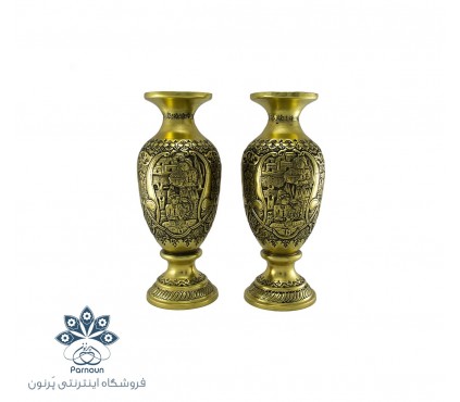 گلدان قلمزنی اصفهان با طرح صورت