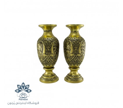 گلدان قلمزنی اصفهان با طرح صورت