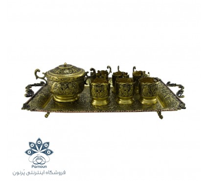 سرویس چای خوری قلمزنی اصفهان با طرح صورت