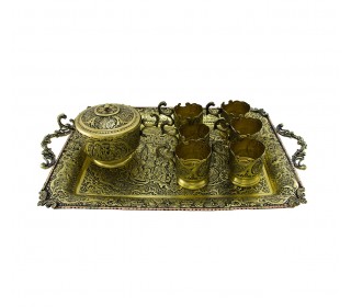 سرویس چای خوری قلمزنی اصفهان با طرح صورت