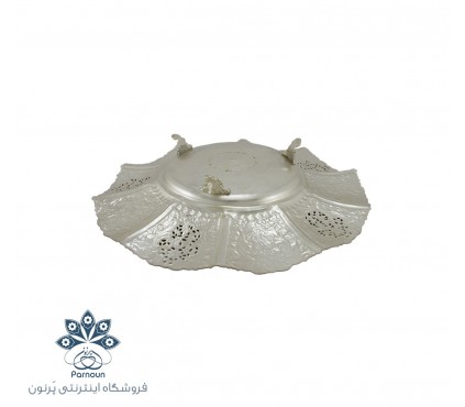 شیرینی خوری قلمزنی پایه کوتاه نقره نما