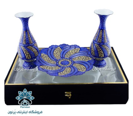 ست گلدان و بشقاب میناکاری 30 سانتی