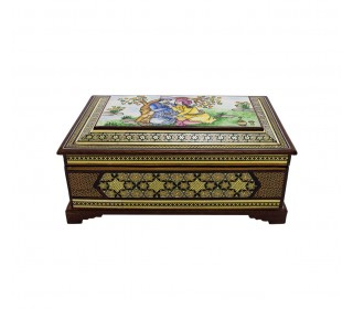 جعبه جواهرات خاتم بزرگ با طرح مینیاتور صورت