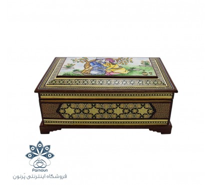 جعبه جواهرات خاتم بزرگ با طرح مینیاتور صورت