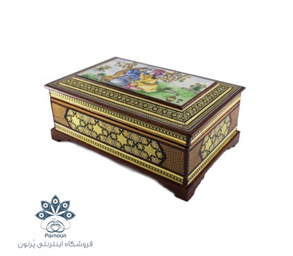 جعبه جواهرات خاتم بزرگ با طرح مینیاتور صورت