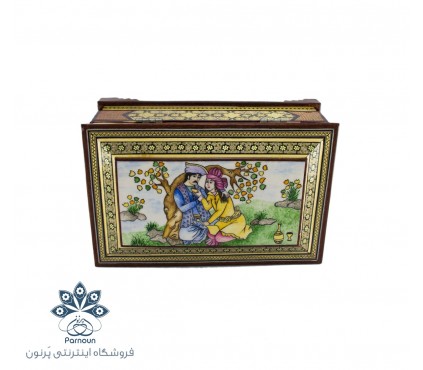 جعبه جواهرات خاتم بزرگ با طرح مینیاتور صورت