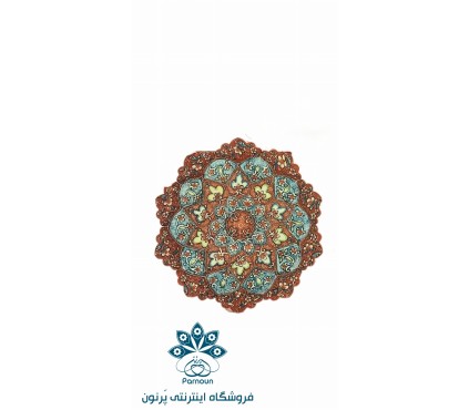 بشقاب مسی میناکاری شده 20 سانتی ختایی با قاب