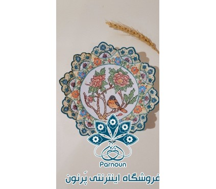 بشقاب مسی میناکاری به همراه قاب