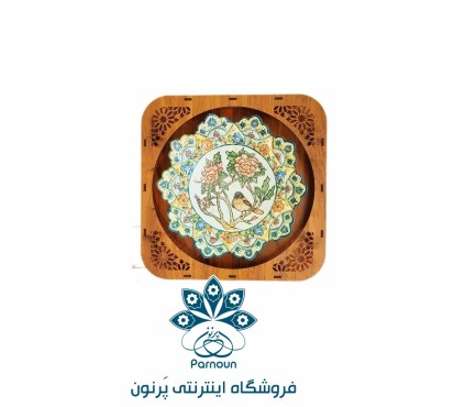 بشقاب مسی میناکاری به همراه قاب