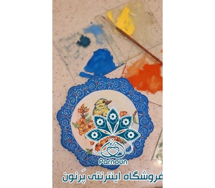 قاب بشقاب مینا با طرح گل و مرغ