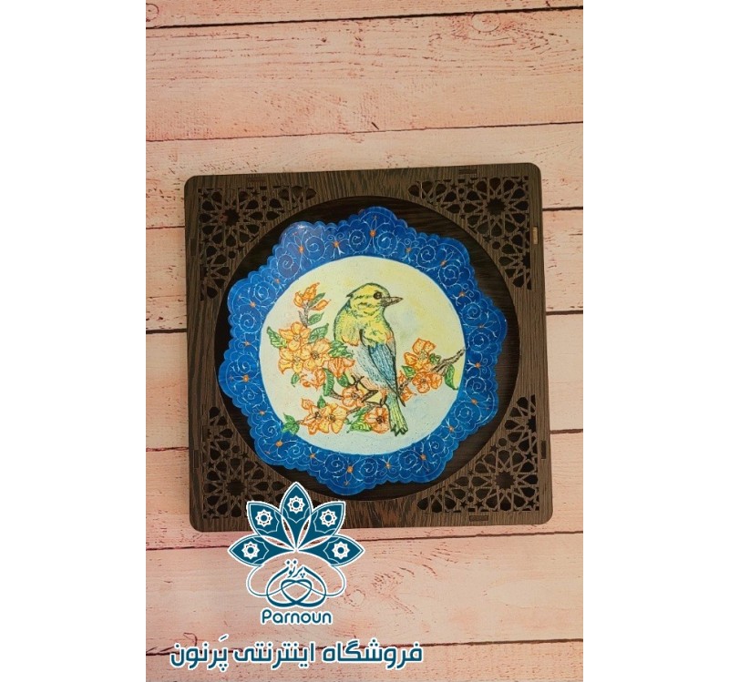 قاب بشقاب مینا با طرح گل و مرغ
