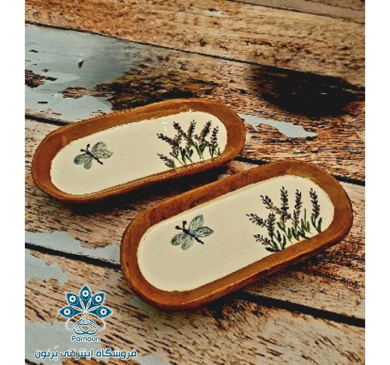 ظرف خرما و بیسکوییت پایه دار سفالی دستساز