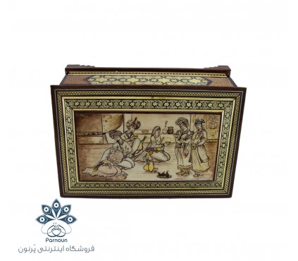 جعبه جواهرات خاتم بزرگ به همراه طرح زیبای مینیاتور