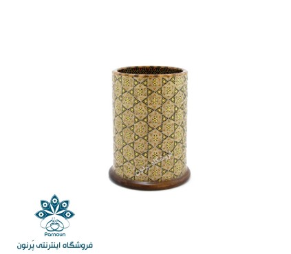 قلمدان رو میزی خاتم کاری شده لیوانی گرد