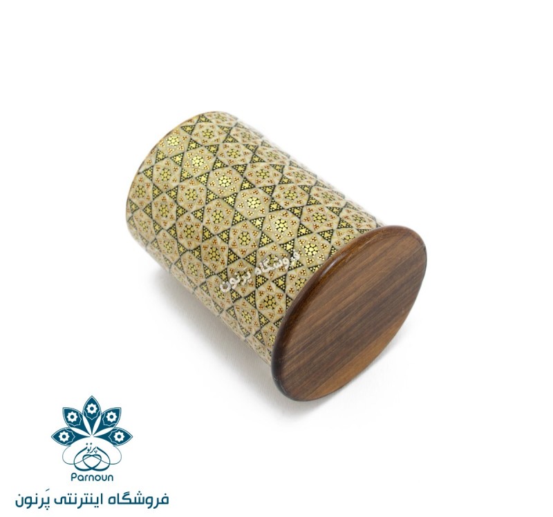 قلمدان رو میزی خاتم کاری شده لیوانی گرد