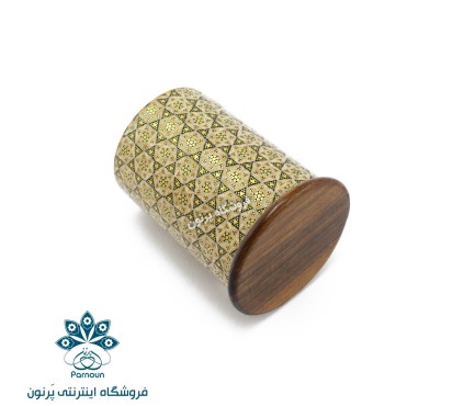 قلمدان رو میزی خاتم کاری شده لیوانی گرد