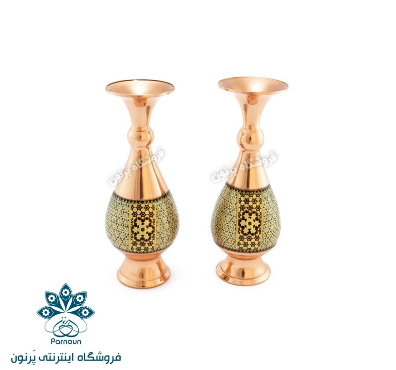گلدان 20 سانتیمتری مس و خاتم اصفهان