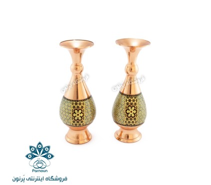 گلدان 20 سانتیمتری مس و خاتم اصفهان