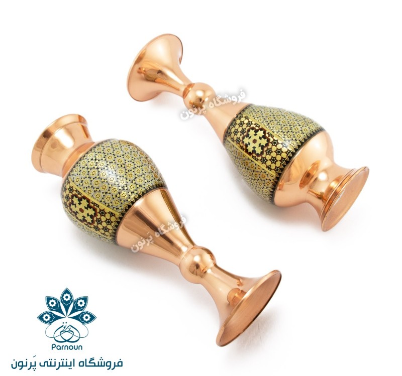 گلدان 20 سانتیمتری مس و خاتم اصفهان