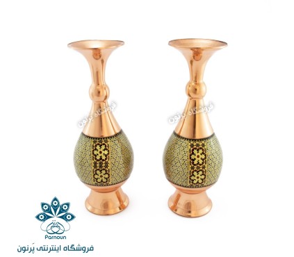 گلدان 26 سانتیمتری مس و خاتم اعلا