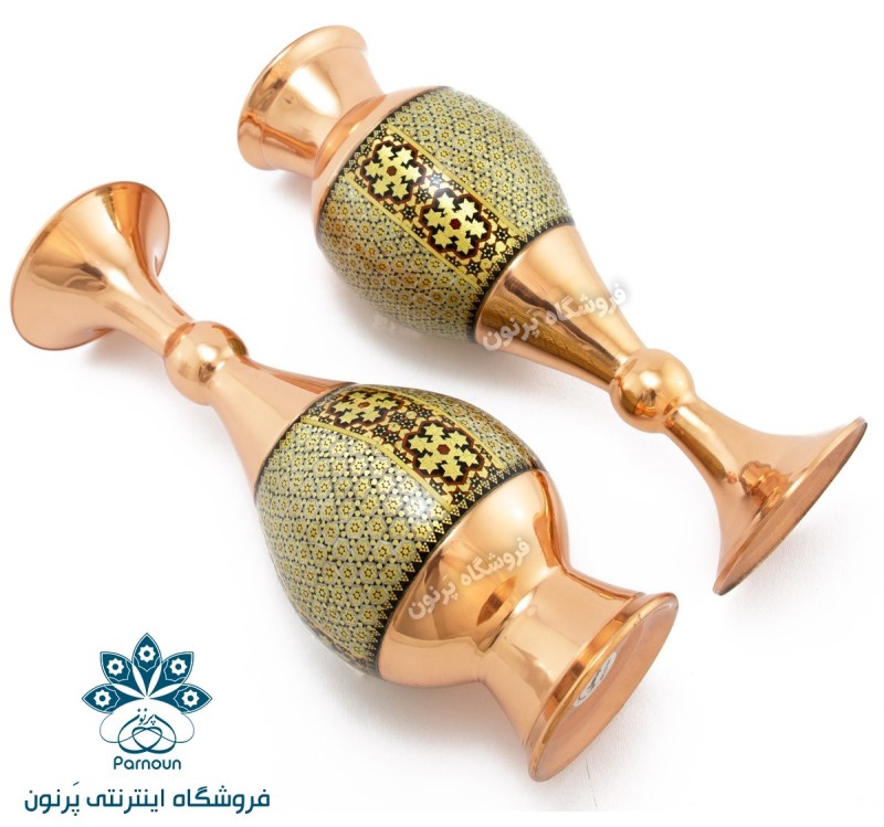 گلدان 26 سانتیمتری مس و خاتم اعلا