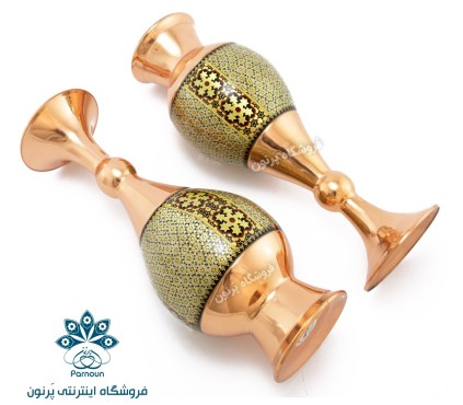 گلدان 26 سانتیمتری مس و خاتم اعلا