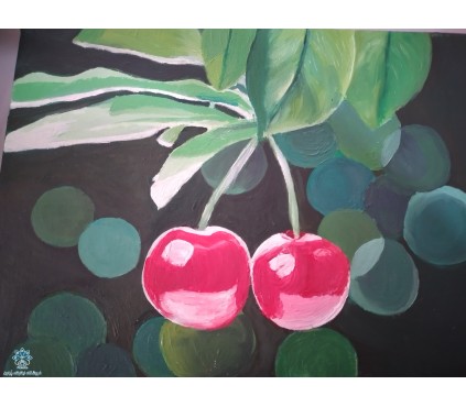 تابلوی رنگ روغن شاخه گیلاس