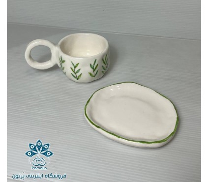 ست فنجان و نعلبکی رنگ سبز