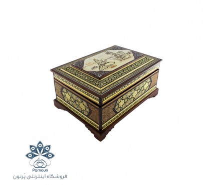 جعبه جواهرات خاتم اندازه متوسط با طرح چشم‌نواز نگارگری