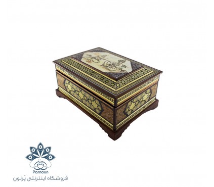 جعبه جواهرات خاتم اندازه متوسط با طرح چشم‌نواز نگارگری