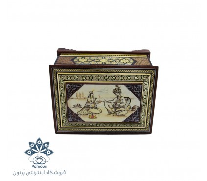 جعبه جواهرات خاتم اندازه متوسط با طرح چشم‌نواز نگارگری