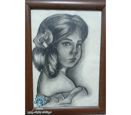 تابلوی چهره تکنیک ذغال روی کاغذ A4