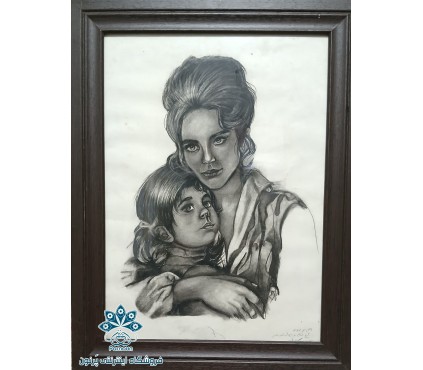 تابلوی چهره تکنیک ذغال روی کاغذ A4