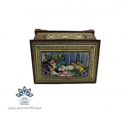 جعبه جواهرات خاتم اندازه متوسط با طرح مینیاتور لیلی و مجنون