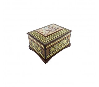 جعبه جواهرات خاتم کاری اندازه کوچک با طرح مینیاتور صورت