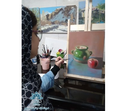 تابلوی رنگ روغن ظرف سفالی گیلانی