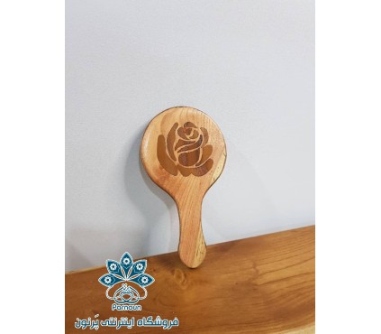 آینه چوبی دسته دار زنانه
