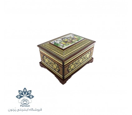 جعبه جواهرات خاتم اندازه کوچک با طرح زیبای مینیاتور