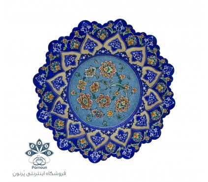 بشقاب میناکاری پرداز 25 سانتیمتری لاجوردی