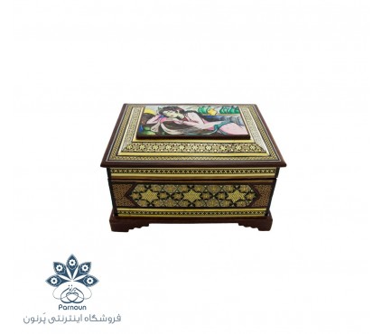 جعبه جواهرات خاتم اندازه کوچک با نقش زیبای مینیاتور